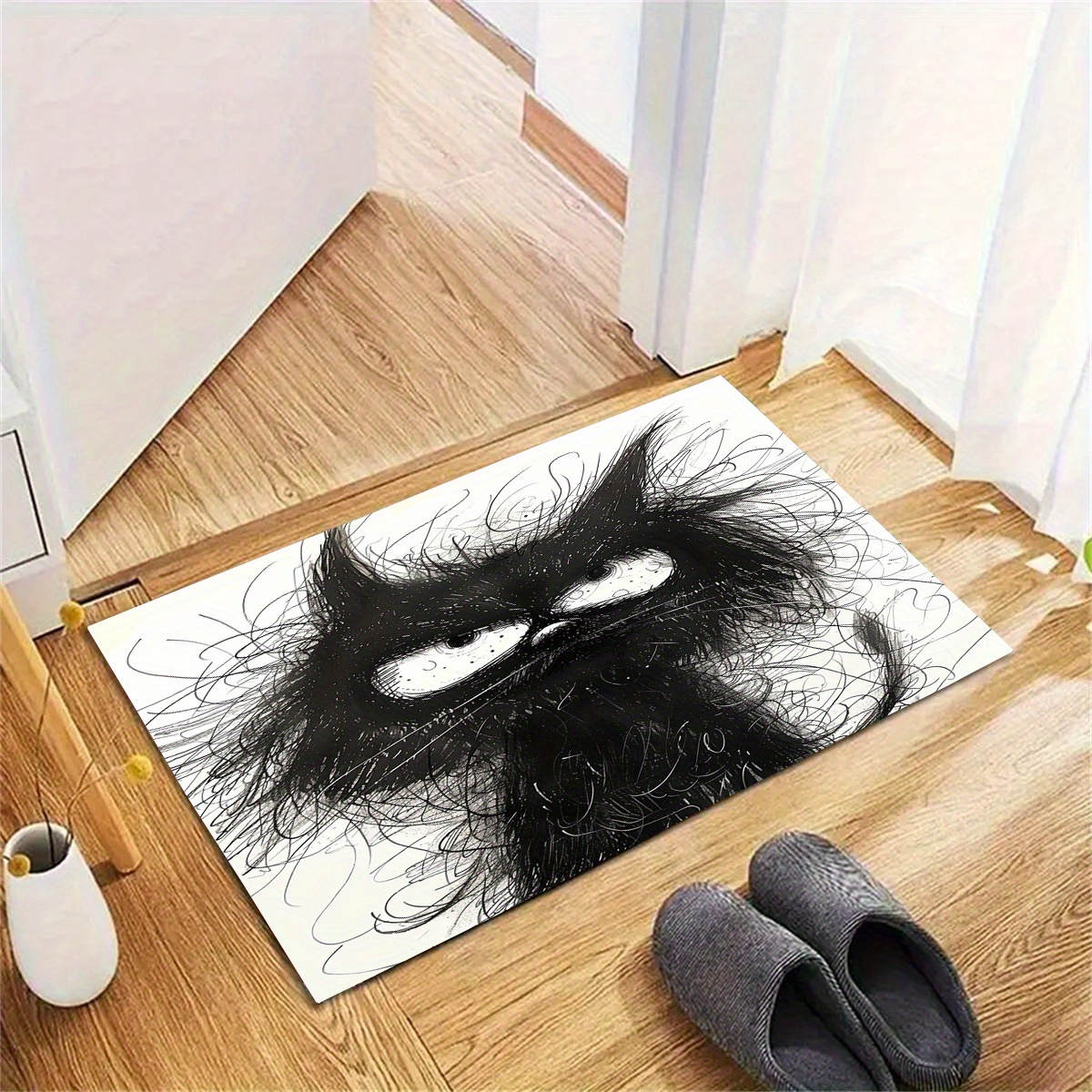 

Black Cat 3d Printed Doormat - Anti-slip, Moisture-resistant & Fade-proof Rug For Living Room, Bedroom, Balcony - Christmas & Thanksgiving Decor