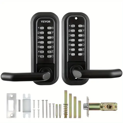 mechanical keyless entry door lock 14 digit keypad double sided embedded outdoor gate door locks set with handle and keypad water proof alloy for yard garden garage