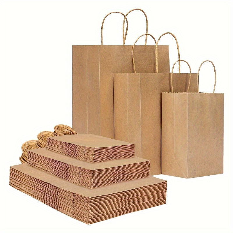 

10-pack Kraft Paper Gift Bags With Handles, Assorted Sizes, Shopping Bags For Small Business, Party Favor, Merchandise, Bulk Set