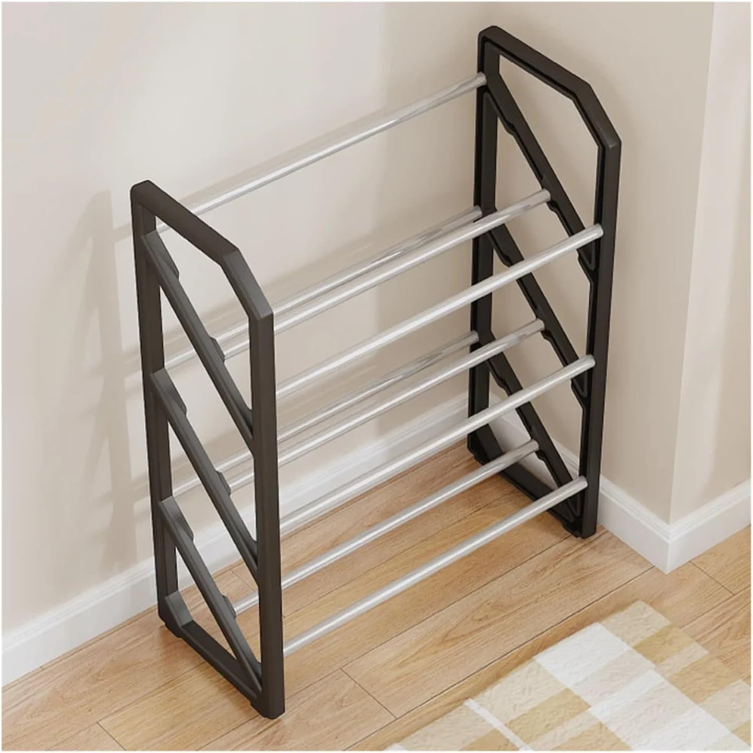 1pc   3 tier metal and plastic shoe rack stackable space saving shoe organizer for entryway garage and hallway storage fits multiple room types details 3