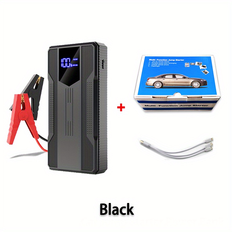 TEMU 20000mah Emergency Car Jump Starter, With Instant Ignition, 12v 200a Current, Usb Charging Port, Built-in Led Flashlight, Rechargeable Lithium Polymer Battery, For Reliable