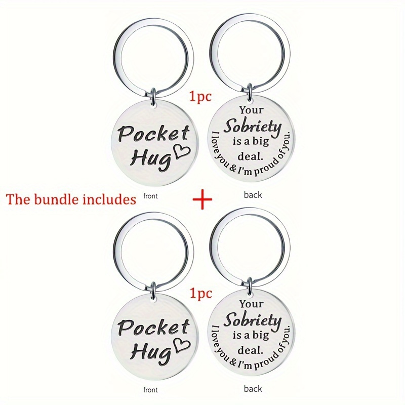 TEMU 2pcs Inspirational Stainless Steel Sobriety Keychain – , Gift For Men's Milestones & Birthdays
