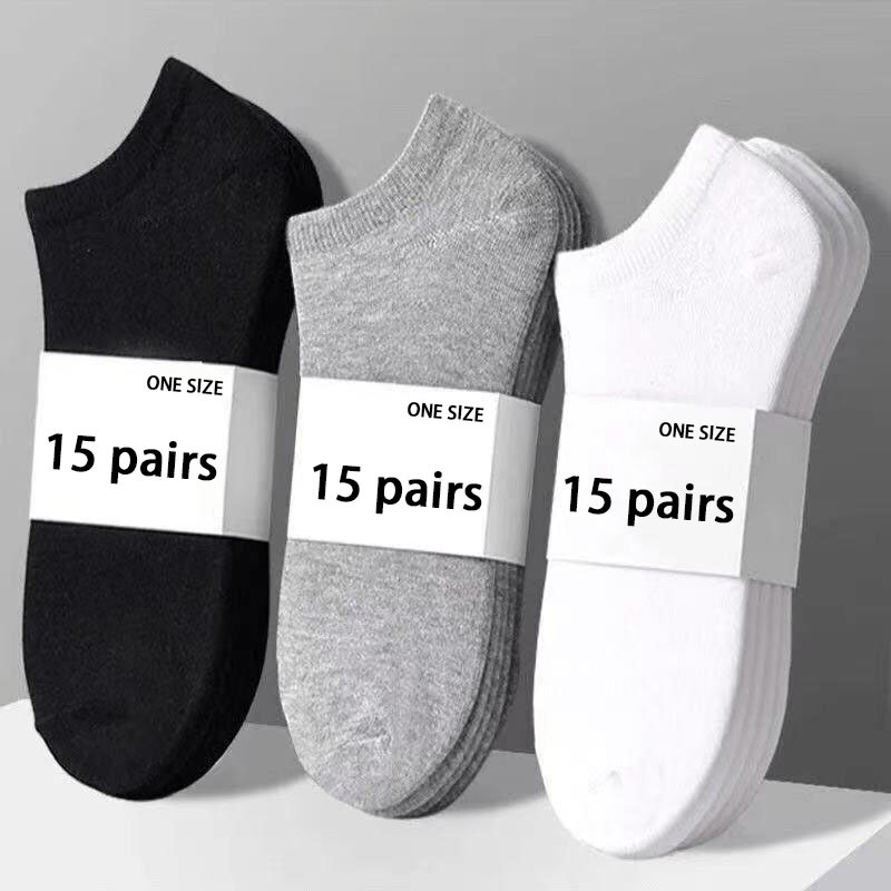 

15 Pairs Of Men's And Women' Color Boat Socks, Comfortable Breathable Socks, Shallow Mouth Invisible Socks, Not Easy To Drop Ankle, Sweat Absorbent Deodorant Cotton Socks