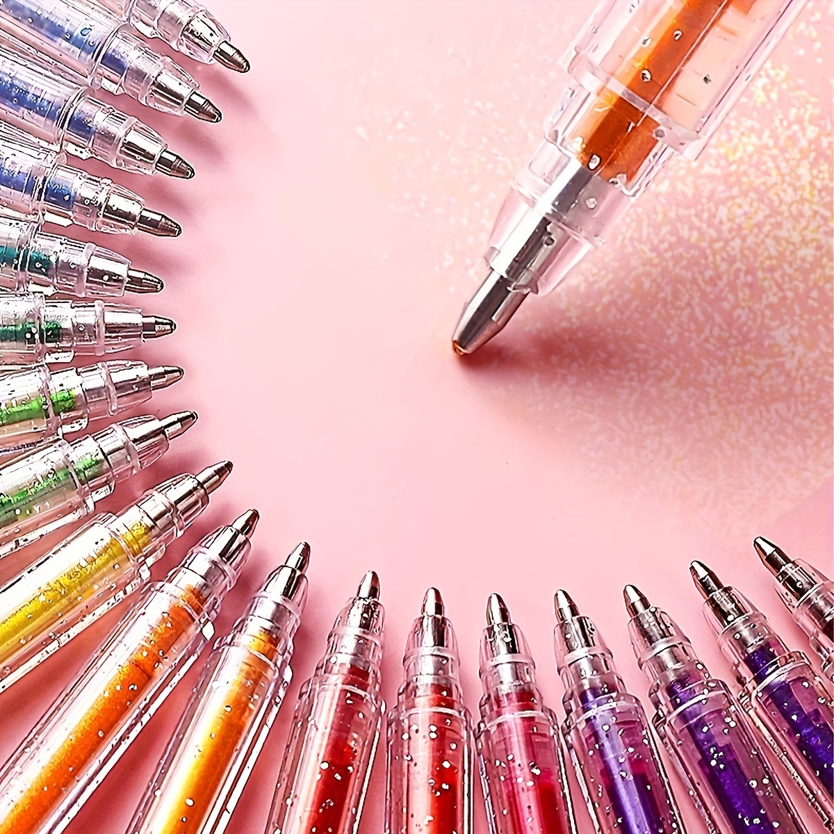 12 Color Glitter Gel Pen Set, 1.0mm Medium Point, Waterproof Plastic Rollerball Pen With Ink Level - Great For Cardstock, Journaling, Drawing, Marking, Coloring, Art Projects (12/color)
