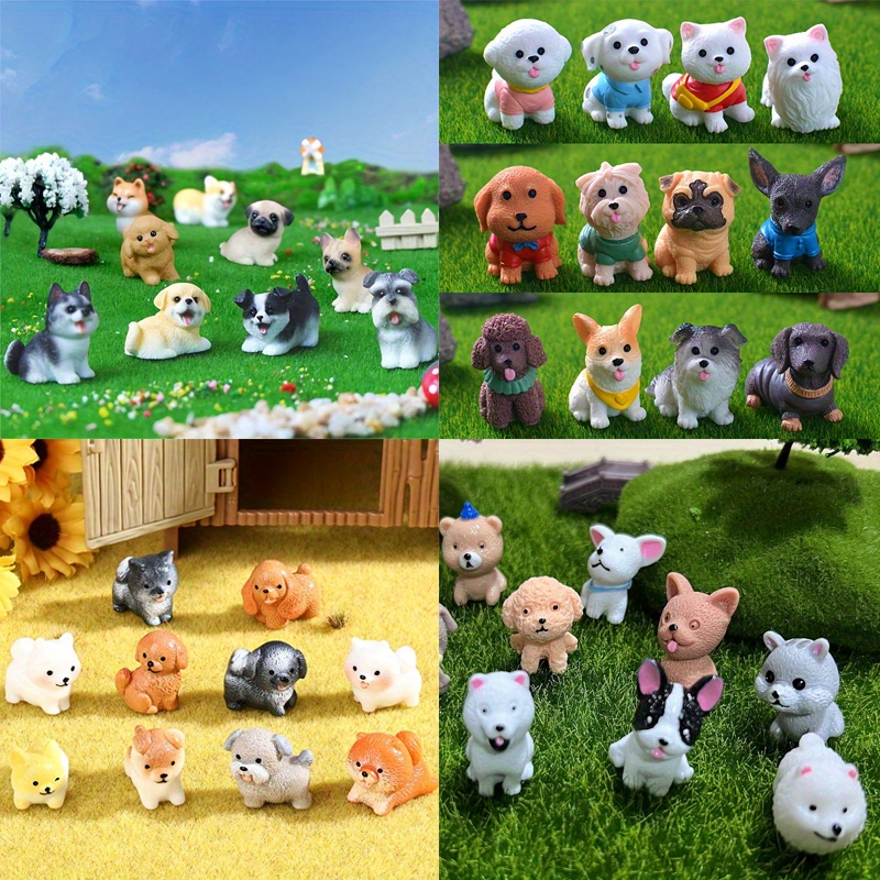 

10pcs/ Set Of Cartoon Cute Solid Color Dog , Micro Landscape Ornaments Resin Handicrafts, Cartoon Ornaments, Gardening Garden Ornaments