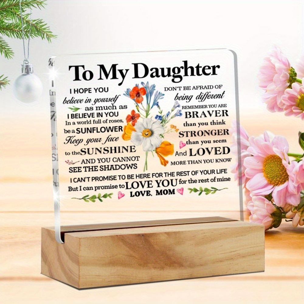 

To My Mom, For Christmas , Clear Wood Stand Table Decoration