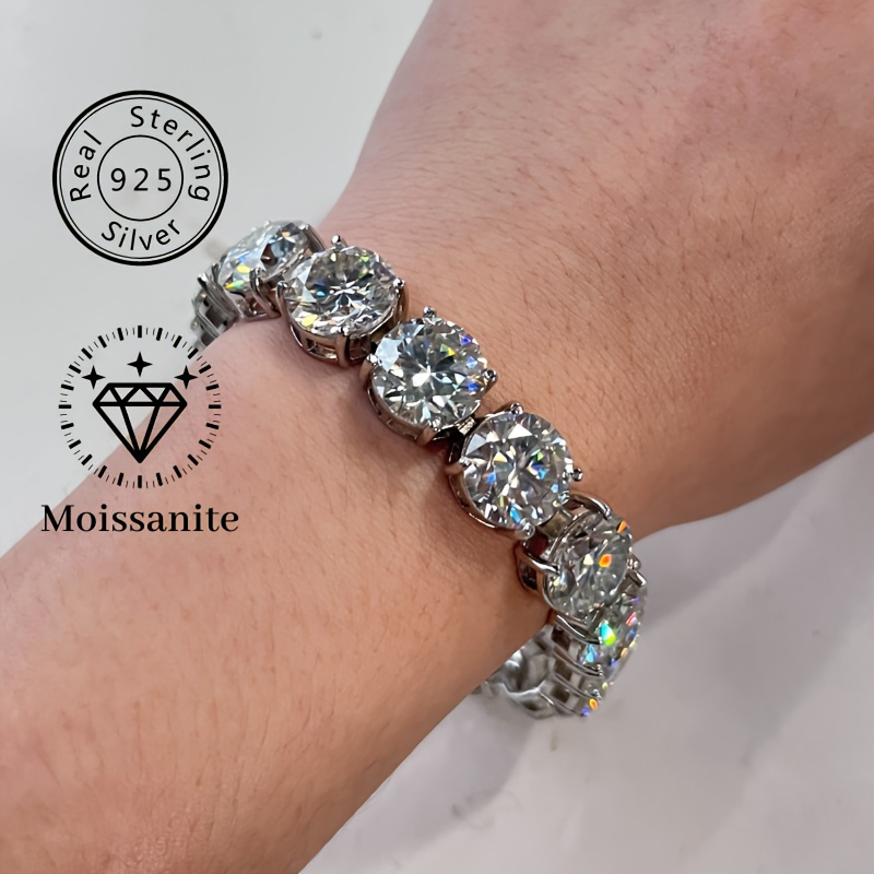 TEMU 1 Moissante Tennis Necklace 85 Carats Round Cut Vvs1 Moissante Classic Necklace, Unisex