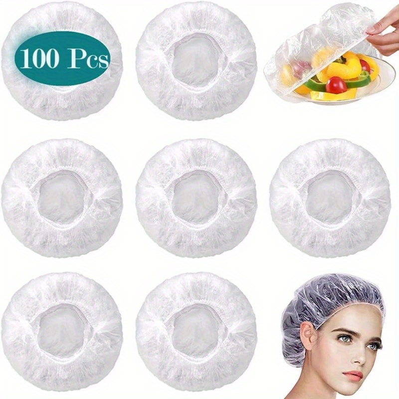 set of   reusable cling bags for flexible food storage lids adjustable plastic seals for bowls suitable for outdoor use picnics hotels   and fruit wrapping   serves as a transparent shower cap for hair salons and restaurants details 0