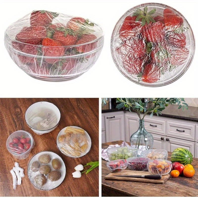 set of   reusable cling bags for flexible food storage lids adjustable plastic seals for bowls suitable for outdoor use picnics hotels   and fruit wrapping   serves as a transparent shower cap for hair salons and restaurants details 6