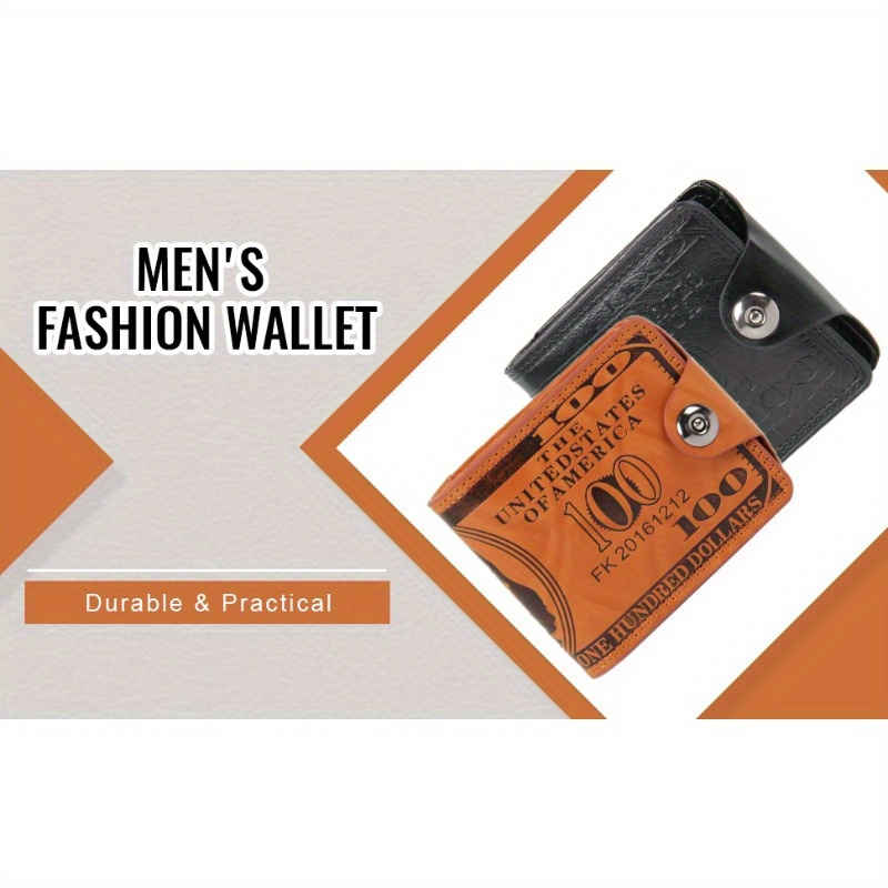 1pc Luxury Men's $100 Bill Wallet - Premium Faux Leather Bifold with Card Slots, Photo Holder & RFID Blocking - Stylish Brown & Black Design for Everyday Use