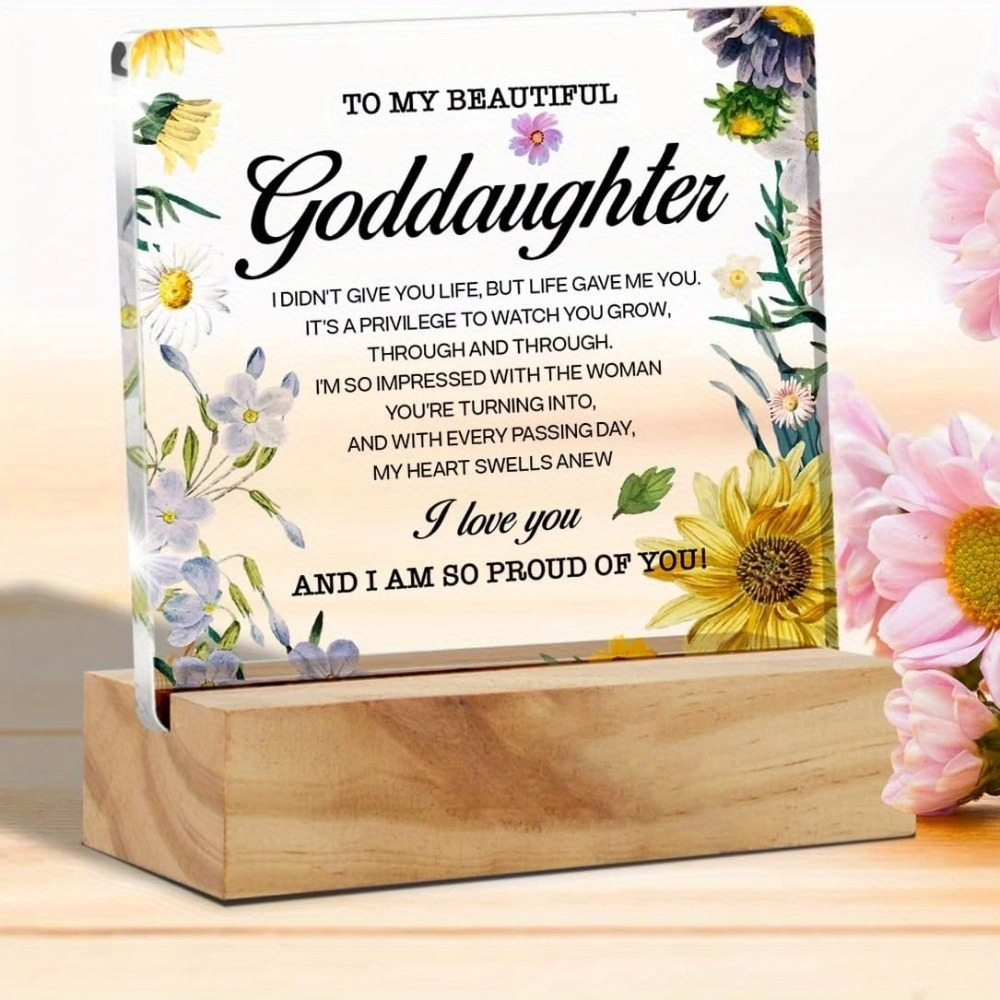 

Goddaughter Gifts From , Floral Goddaughter Desk Decor Goddaughter I Love You Acrylic Desk Plaque Sign With Wood Stand Home Office Desk Sign Keepsake