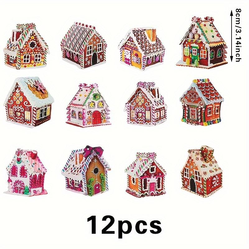 TEMU 12pcs Wooden Christmas Tree Ornaments Set - Holiday House Decorations, No Batteries Required