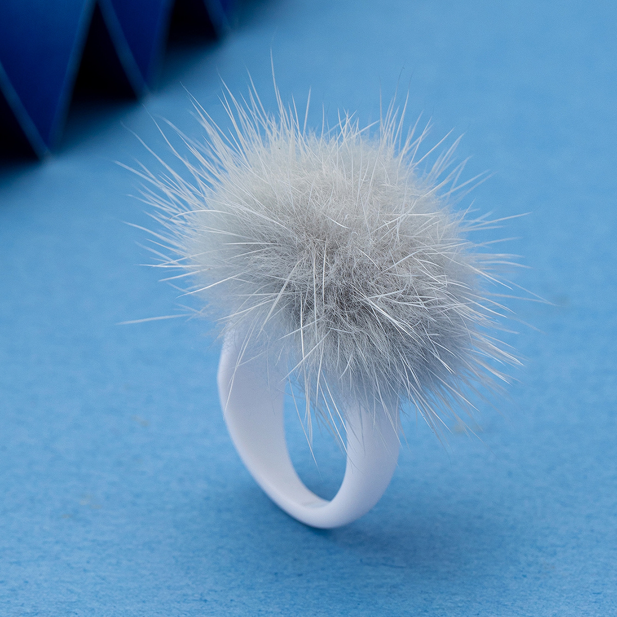 Fashionable Furry Ball Ring Accessory
