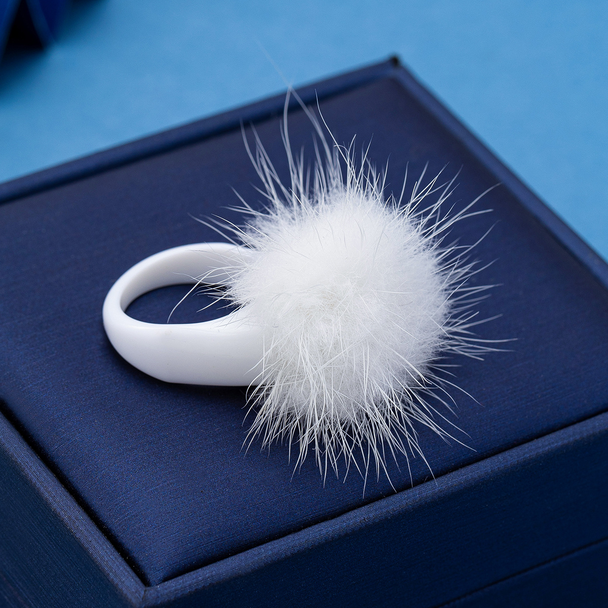 Fashionable Furry Ball Ring Accessory