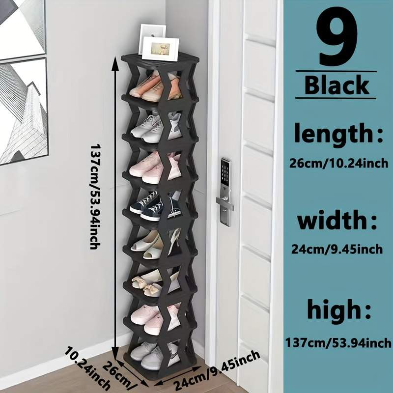 [Shoe Rack Organizer] 9/6-Tier Shoe Rack, Space-Saving Vertical Shoe Organizer for Entryway, Bedroom, Hallway, Living Room, Dorm - Stackable Plastic Shoe Storage Shelf, Easy Assembly, Black/Pink/Multi-Color Options