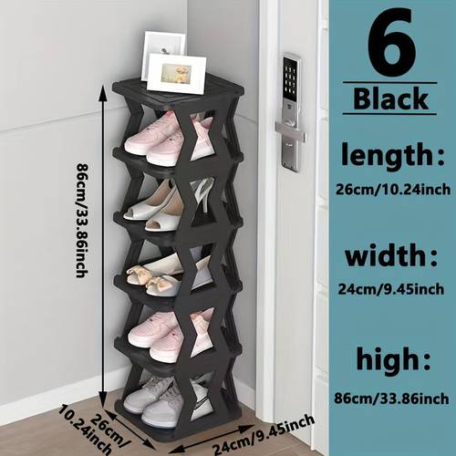 1pc removable6 9 tier shoe rack space saving folding shoe rack for home and hallway living room separate narrow shoe rack for indoor doorway storage holds keys small photo frames etc