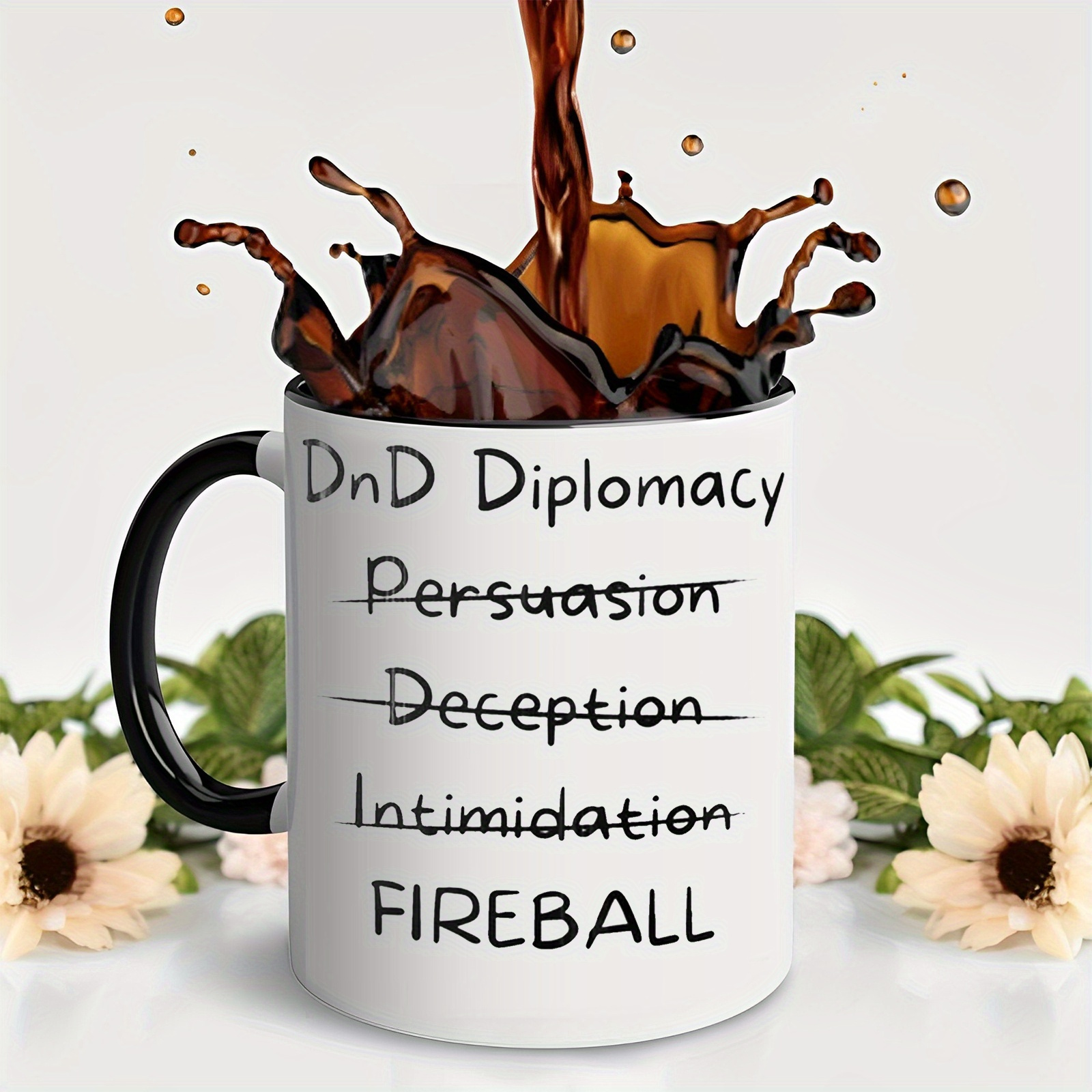 Image of Dnd Skill Ceramic Coffee Mug – Insulated White Cup With Black Text, Perfect Gift For Rpg Fans, Fantasy Lovers, And , Dishwasher Safe, Strategy Game Accessory | Themed Coffee Mug | Dishwasher Safe Mug