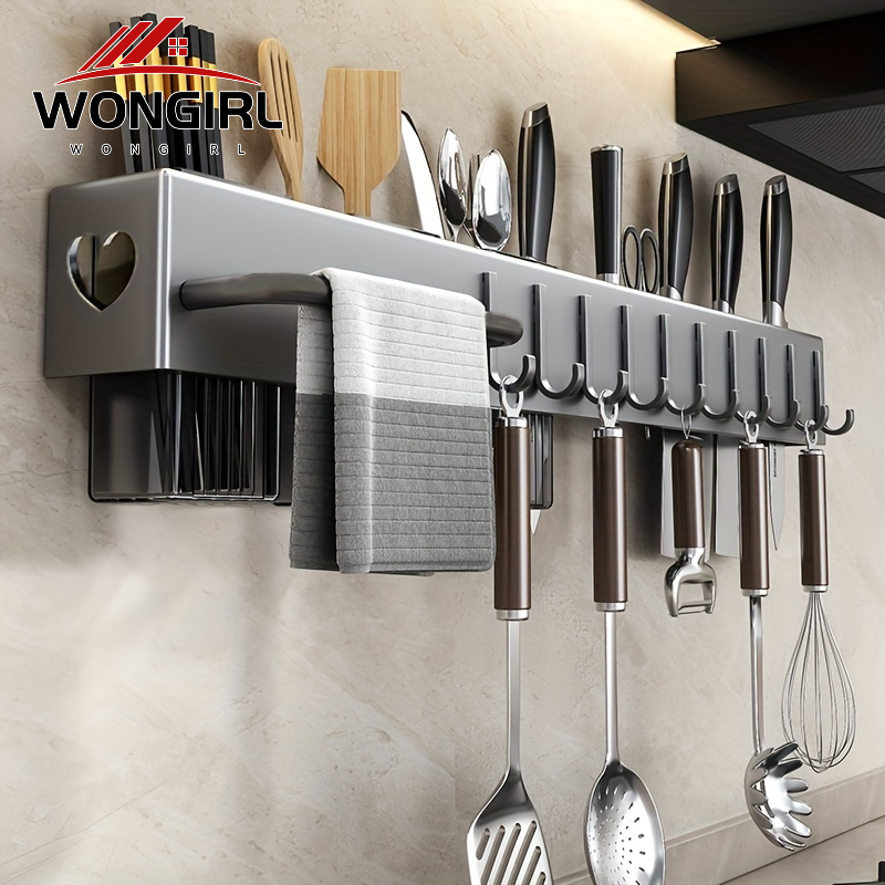 

1pc, Kitchen Utensil Organizer - - -mounted Metal And Plastic Storage For Knives, Cutlery, And - Saving, No-drill Installation, , And -