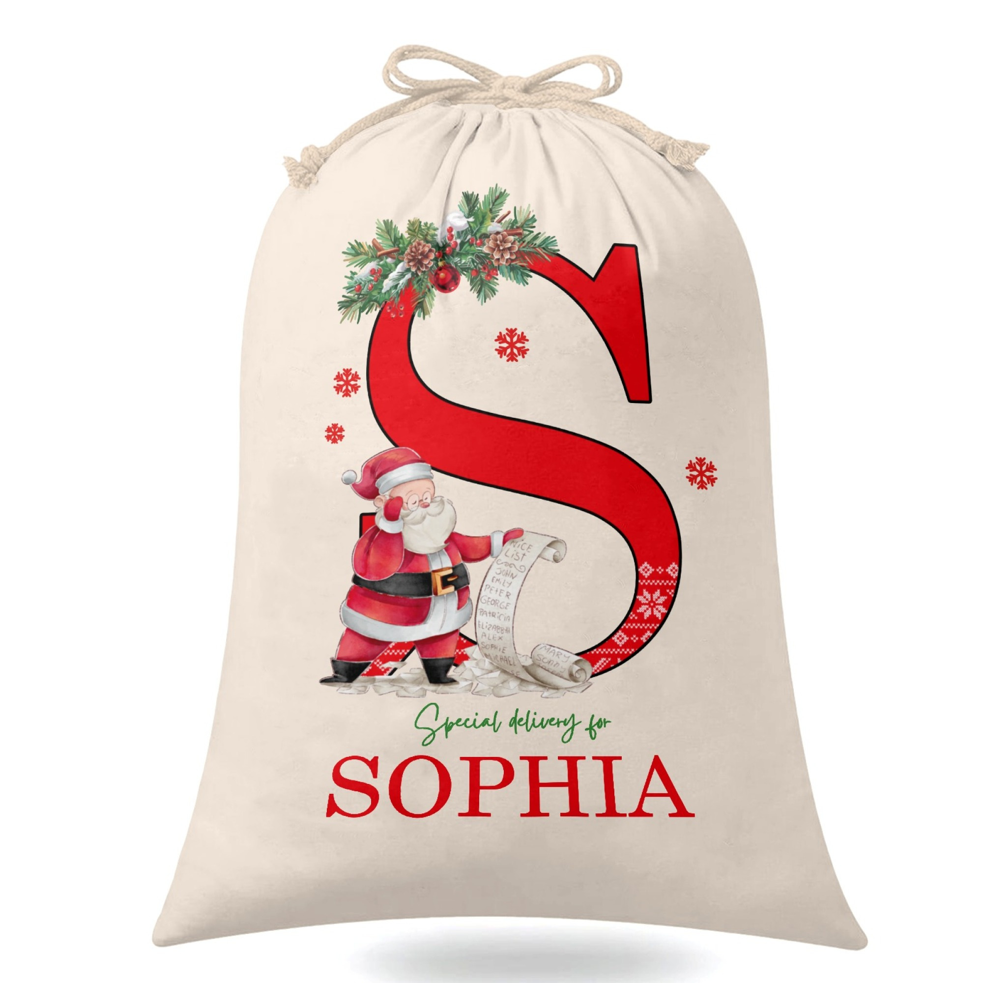 Image of Gift For Her/him A Tailored Santa Sack With A Custom Name, Perfect For Christmas Gifts, Is Ideal For All Festive Occasions