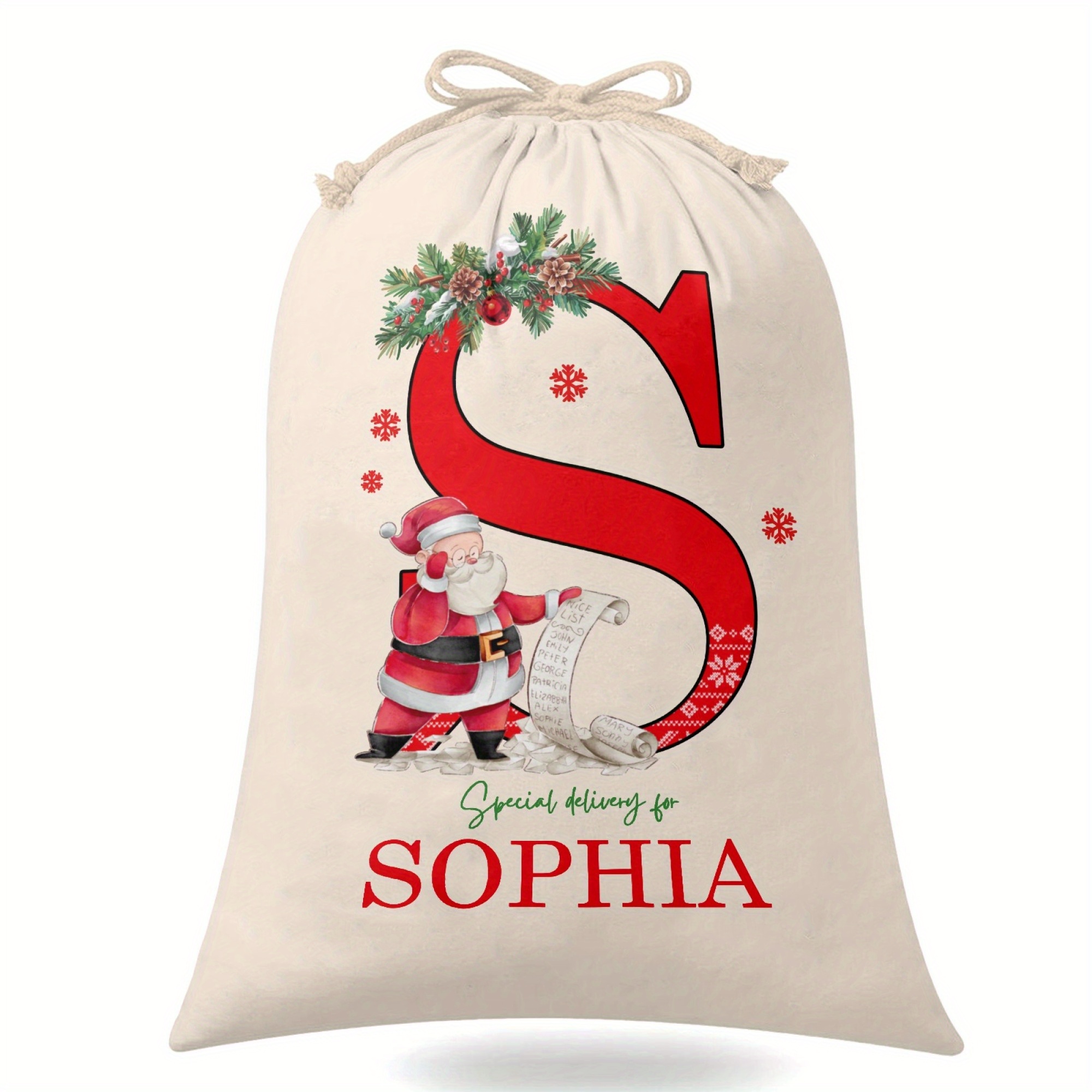 Image of Gift For Her/him A Tailored Santa Sack With A Custom Name, Perfect For Christmas Gifts, Is Ideal For All Festive Occasions