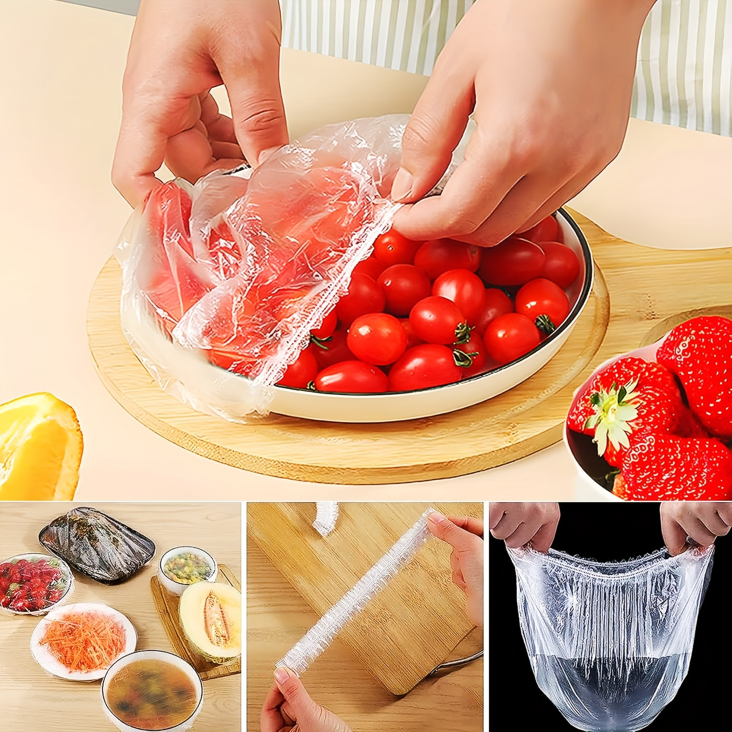 

-pack Disposable Plastic Wrap Covers - Food-grade Cling Film Dust Caps, Fresh-keeping Covers For Bowls, Cups, And Storage Containers, Household Plastic Wrap Covers For Food Contact Safety