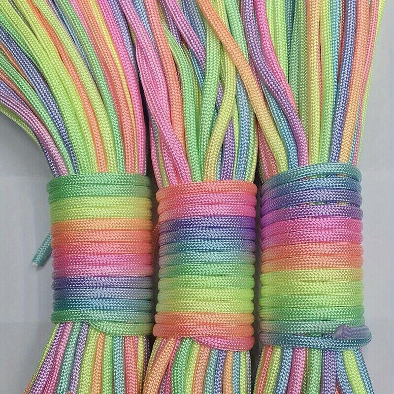 1pc 5-meter Fluorescent Rainbow Rope 7-core Dye Light Handcraft Clothing Accessory