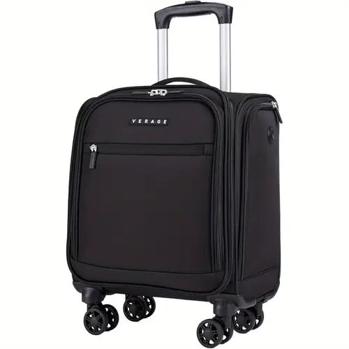 underseat carry on luggage with wheels 14 5 inch spinner small suitcase softside lightweight travel bag for men and women airplane carry on bag black