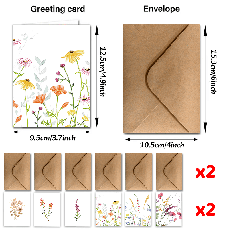Image of 24pcs-6 Styles Of Different Greeting Cards With Envelopes, -themed Cards For Birthdays, Christmas, Friendship Day, Congratulations, Business And Employee Appreciation