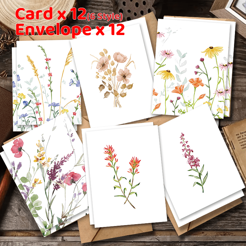TEMU 24pcs - 6 Different Styles Of Greeting Cards With Envelopes, Suitable For Birthdays, Christmas, Friendship Day, Congratulations, Business And Employee Appreciation, Best For Christmas