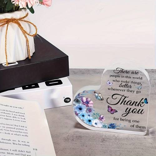 1pc thank you acrylic keepsake plaque with floral and perfect gift for teachers coworkers bosses and managers inspirational message for office or home decor manager keepsake accents clear acrylic material decorations