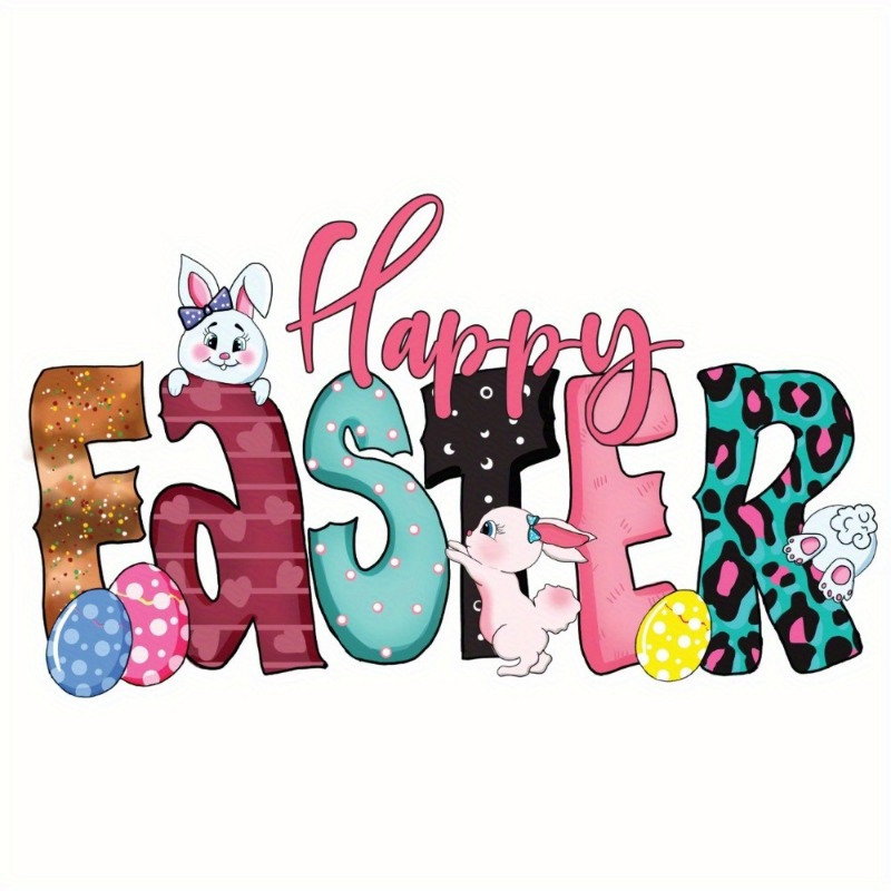 

Easter-themed Iron-on Transfer Stickers - Diy Fashion Appliques For T-shirts, Masks, Jeans, Backpacks | Washable Polyester Patches With