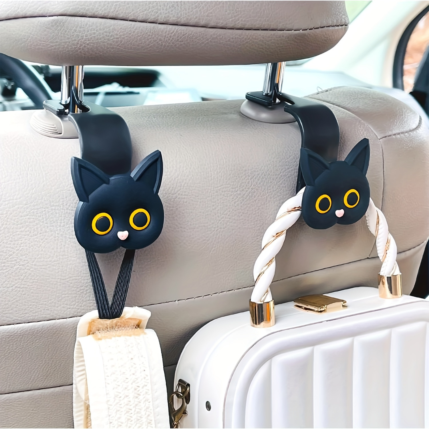 

2- 3d Cat Car Headrest , Universal Organizer For , Purse, - , 360° Rotatable