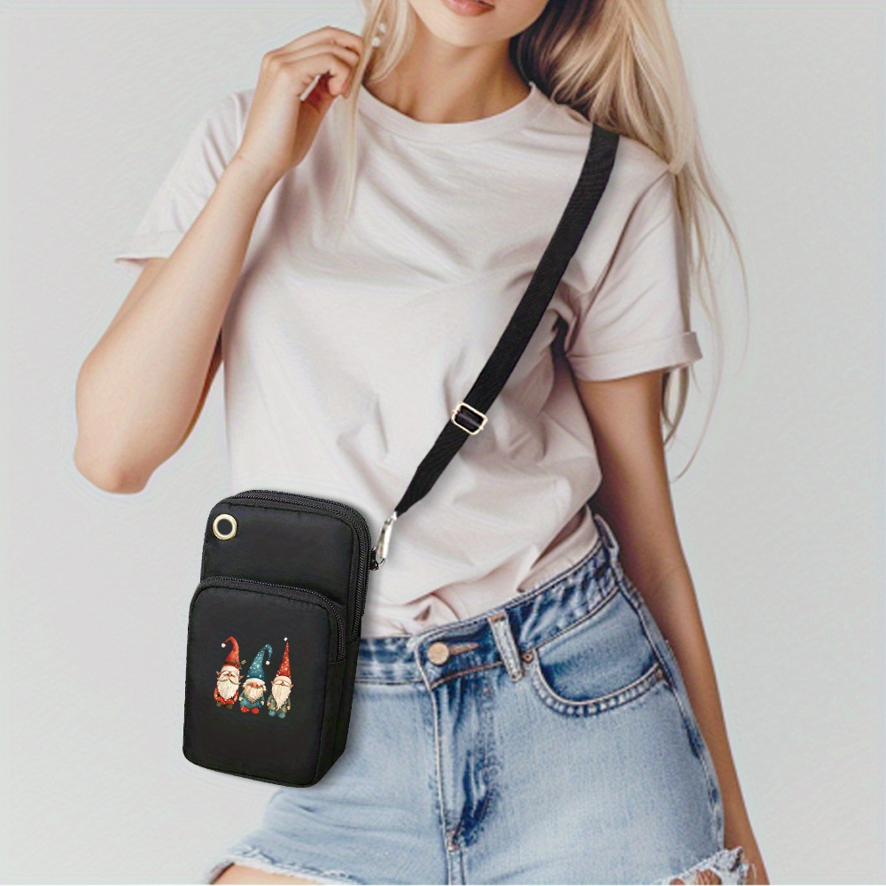 TEMU +1pc Christmas Gnome Print Oxford Bag Women's Casual Outdoor Shoulder Bag Crossbody Bag Arm Bag Sports Bag Small Shoulder Backpack Easy Portable