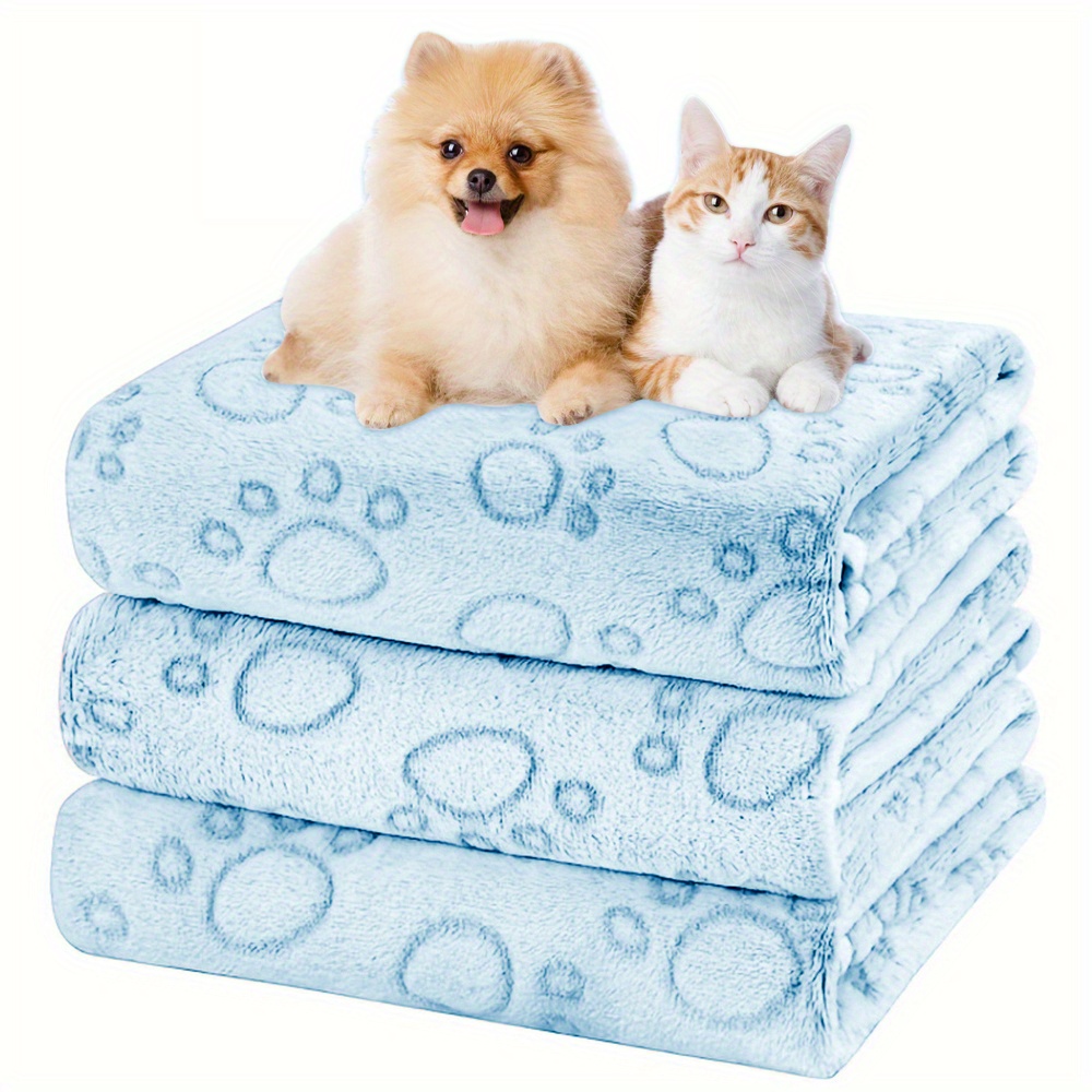 

1pc Cozy Paw Print Fleece Dog Blanket - , Washable, And Reversible Flannel For Small To Medium Sized Dogs And Cats - Snuggling Up Indoors Or Outdoors