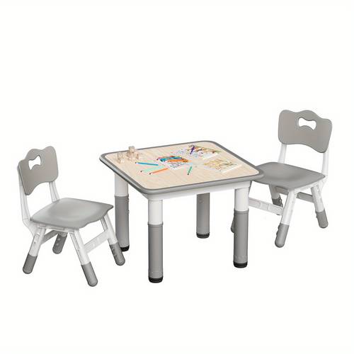 3pcs easy clean toddler furniture set height adjustable table 2 sturdy wooden chairs kids activities in classrooms bedrooms playrooms homes christmas gifts