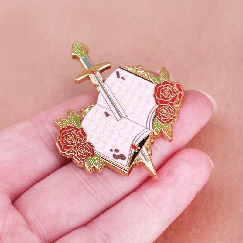 TEMU de Esmalte en , Broche de Espada de Jude, Regalo para Amantes de los Libros