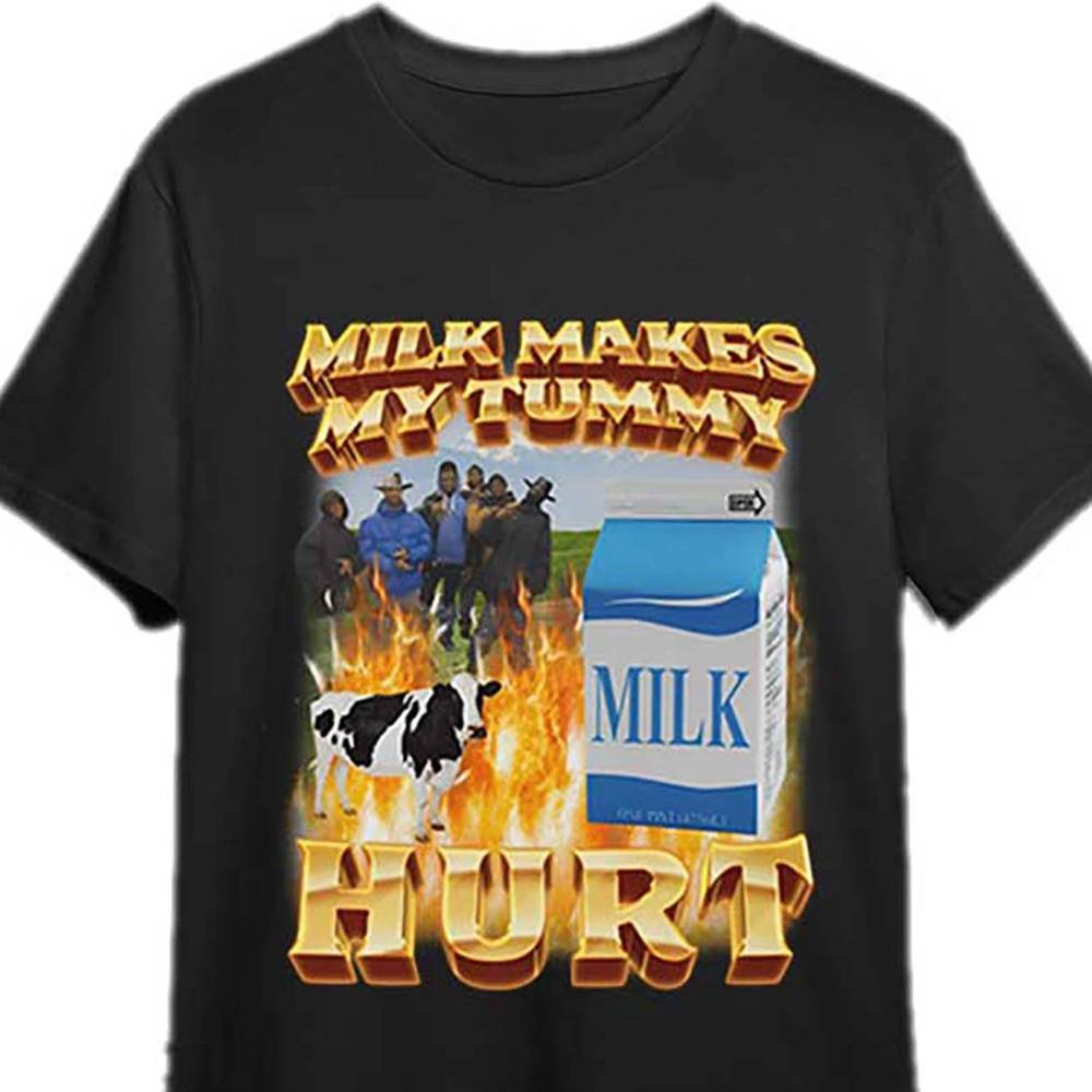 

Milk Hurt T-shirt Funny Men’s Short Sleeve Graphic T-shirt Collection Black