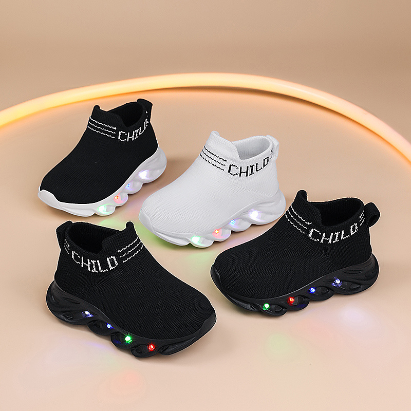 New Arrival LED Light Up Sneakers for Boys and Girls - Slip-Resistant Brown Walking Shoes with Cute Cartoon Patterns for Toddlers and Infants