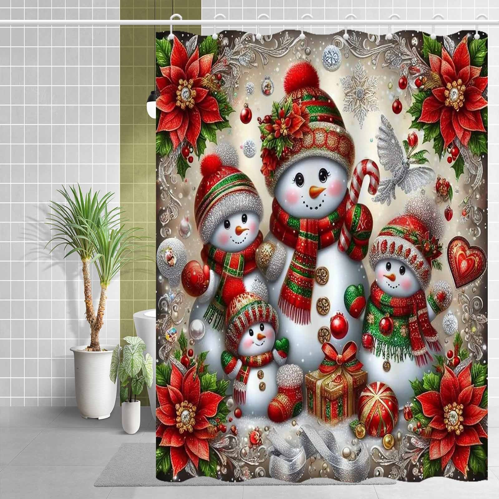 

Christmas Snowman Knitted Polyester Bath , And Fog- Bath Decor, Art- Bathroom -