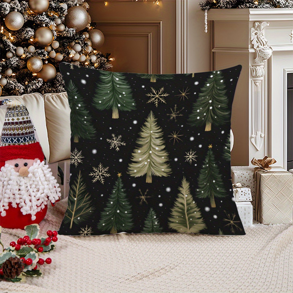 

[customer ] Soft & Cozy Christmas Tree Pillowcase - Single-sided Print, Sofa & Bedroom Decor, Machine Washable, Zip Closure - 17.7"x17.7" Or 19.7"x19.7", No Insert Included