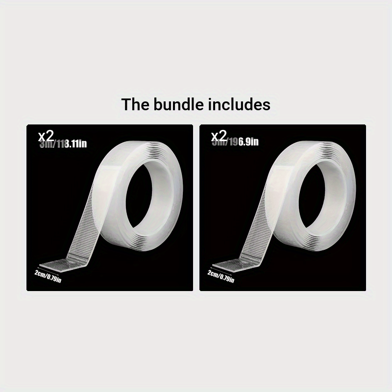 Image of Extra Strong Nano Double-sided Tape, 4 Volumes Clear, Removable & Waterproof Adhesive Strip For Heavy-duty Use