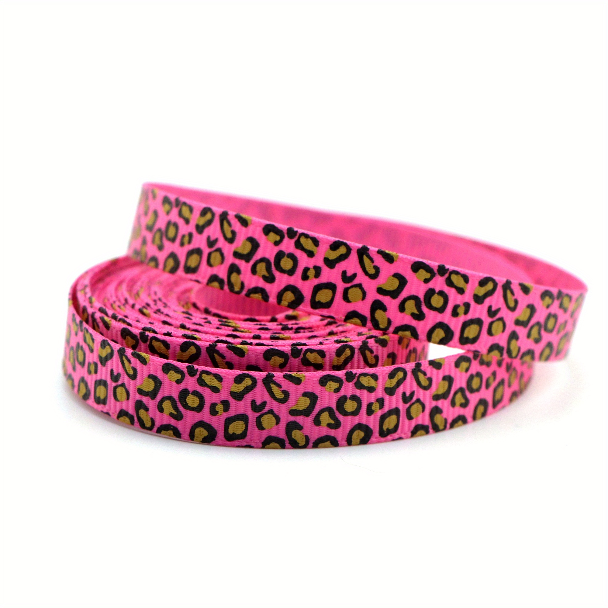 Image of 1 Roll Of Leopard Print Grosgrain Ribbon Measuring 0.35 Inches Wide And 5 Yards Long, Perfect For Gift Wrapping, Holiday Crafts, And For Home Party Decorations For Halloween