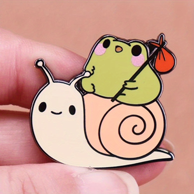 

Cute Snail Frog Hard Enamel Pin Brooch Friends Traveler Badge Accessories Gift