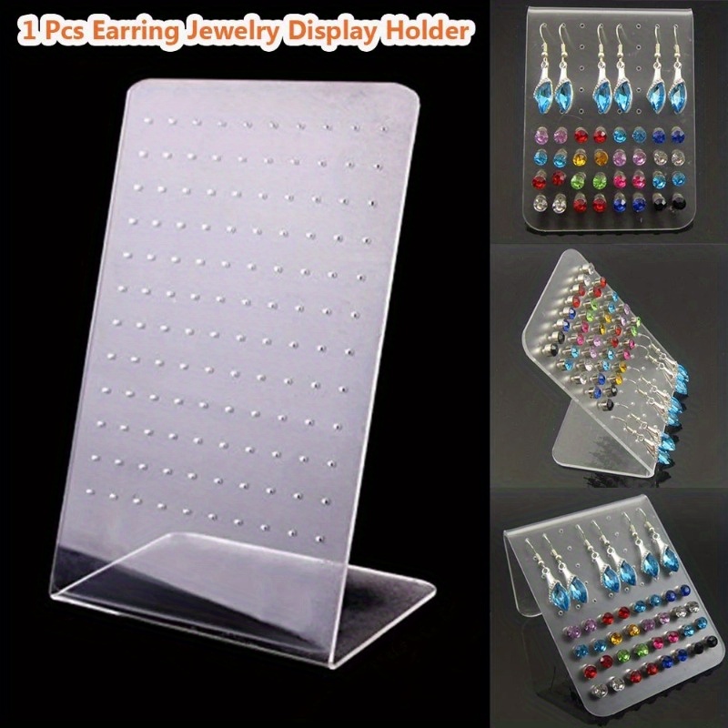 

1pc Contemporary Acrylic Earring Display Stand, 72-hole Jewelry Organizer Rack For Earring Storage And