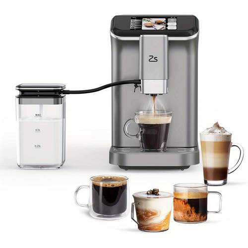 1350w fully automatic espresso machine 20 machine with grinder automatic milk frother 15 brewing options control panel 1 5 l removable water tank gray