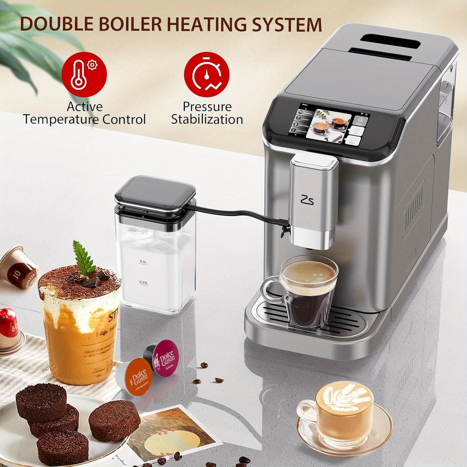 

1350w Fully , 20-bar & Frother, 15 Brewing , One- , 1.5-l Removable Tank,