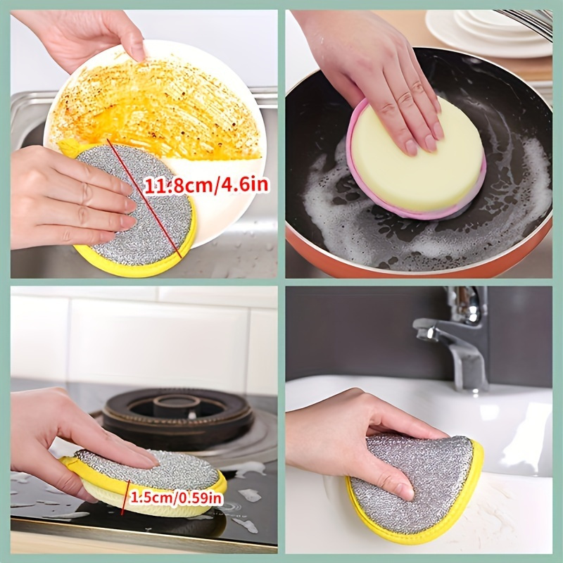 thickened multi purpose double sided non scratch cleaning sponge set essential for household kitchen cleaning reusable easy to clean dish brush versatile cleaning accessories for   and apartments suitable for five major holiday decorations christmas halloween easter diwali thanksgiving details 1