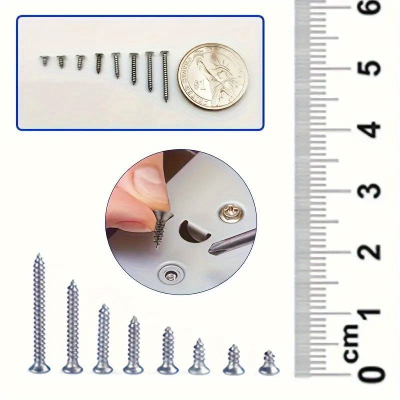 Juego de 800 Tornillos Autoadhesivos M2, Cabeza Plana Phillips para Chapa Metálica, Kit Variado de Tornillos