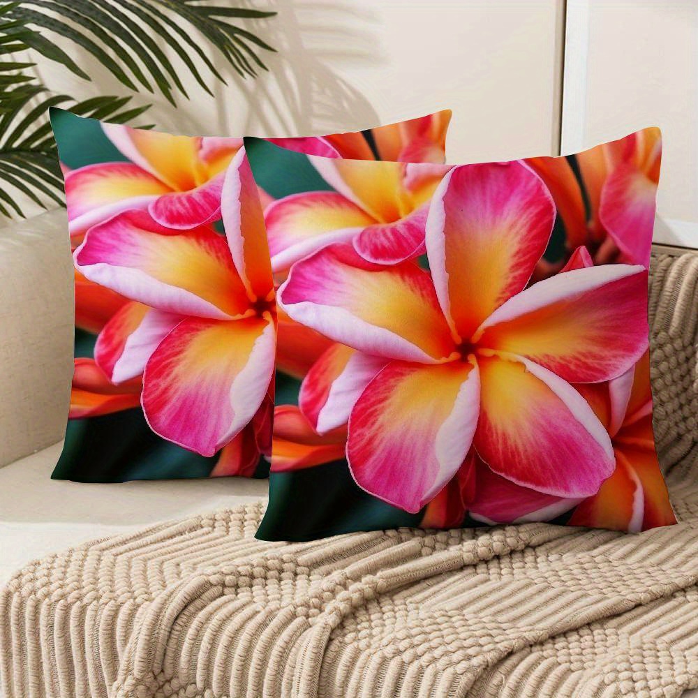 

2pcs Tropical Throw Pillow Covers, Short Plush Polyester Cushion Cases, Contemporary Style, Zippered, Machine Washable, For Sofa, Living Room, Outdoor Decor