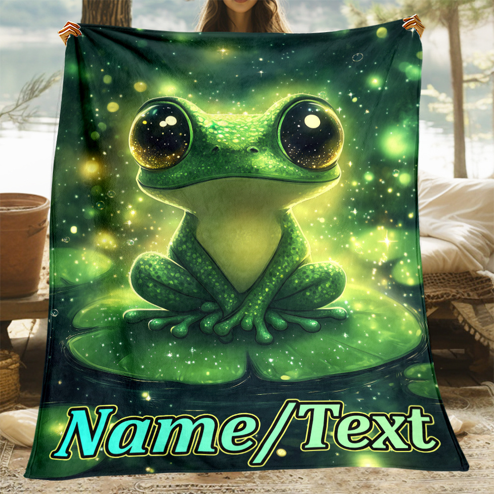 

Personalized Frog-themed Soft Flannel Throw Blanket - Custom Name, Lightweight & Warm For Couch, Bed, Camping & More - Perfect Gift